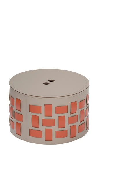 Lisbona Storage Basket: Regenerated Leather with Bands (Monochrome, Bicolor, Tricolor)