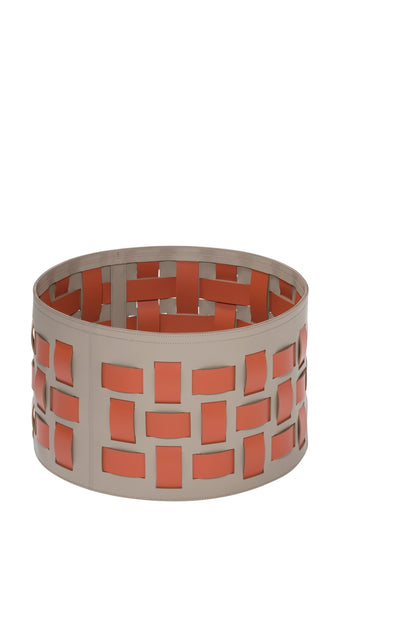 Lisbona Storage Basket: Regenerated Leather with Bands (Monochrome, Bicolor, Tricolor)