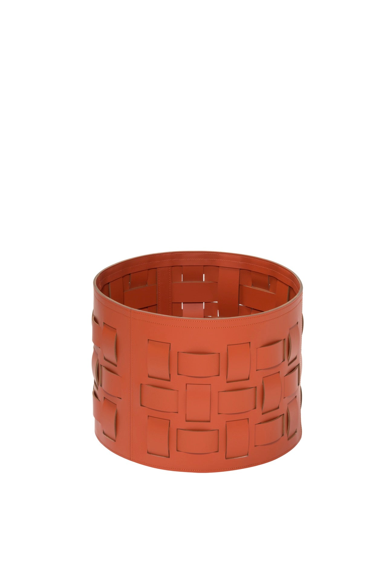 Lisbona Storage Basket: Regenerated Leather with Bands (Monochrome, Bicolor, Tricolor)