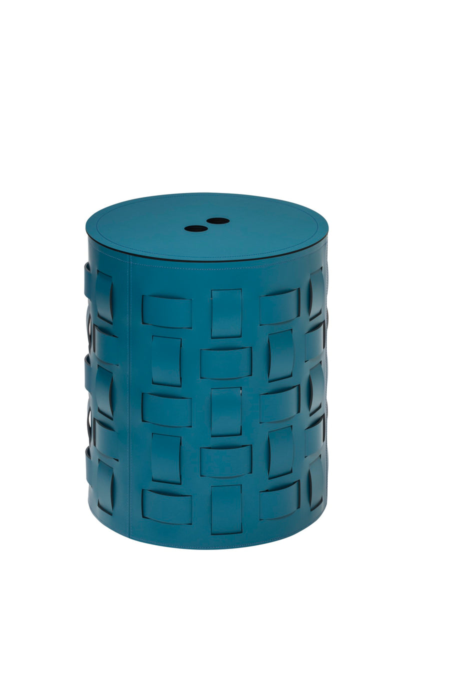 Lisbona Storage Basket: Regenerated Leather with Bands (Monochrome, Bicolor, Tricolor)