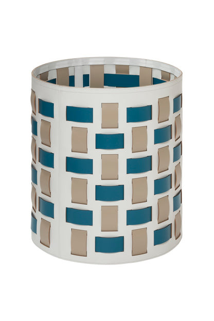 Lisbona Storage Basket: Regenerated Leather with Bands (Monochrome, Bicolor, Tricolor)