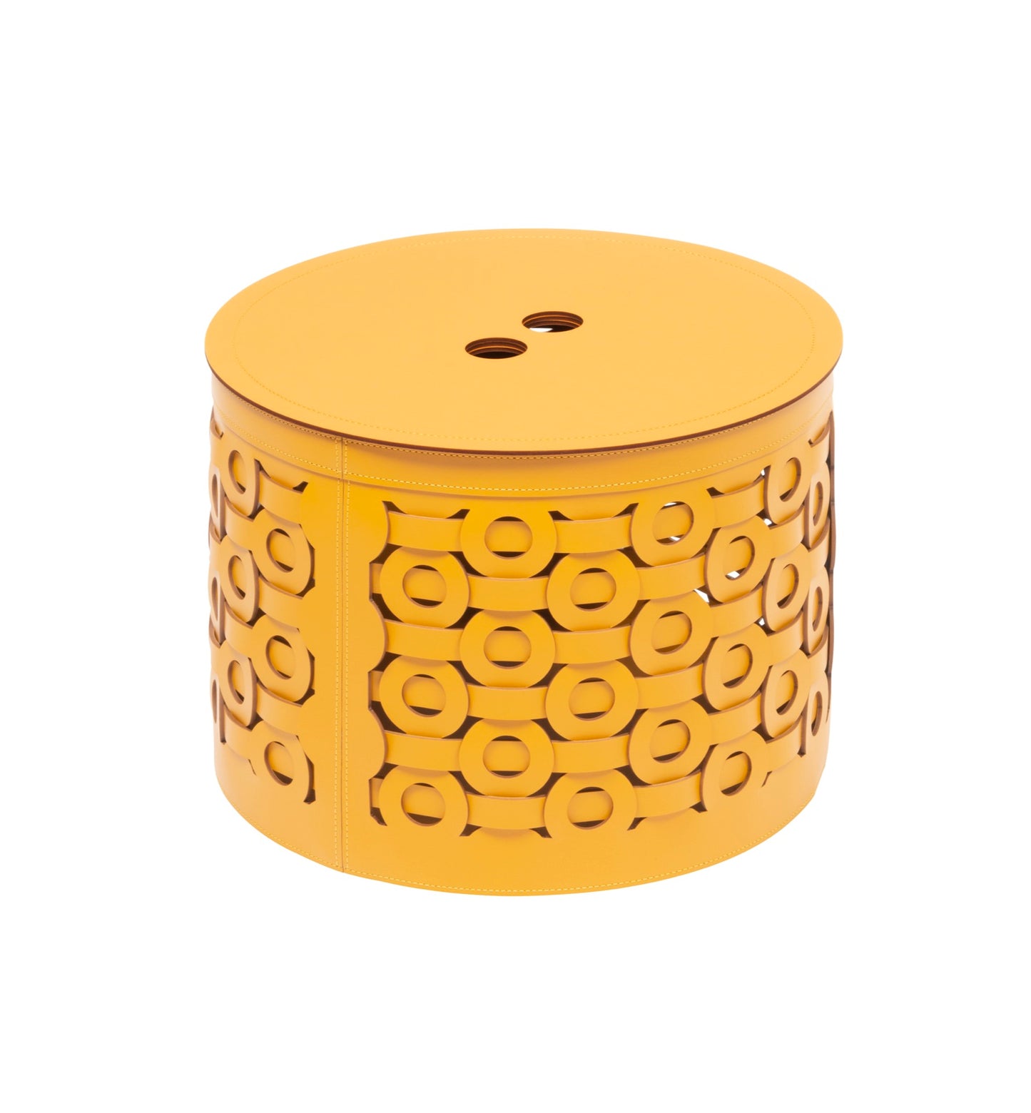 Rudi Bolero | Basket: Regenerated leather with geometric cutout pattern and optional bicolor finish, designed by Simone Fanciullacci for storing laundry, towels, or magazines | Storage / Storage Baskets & Boxes | 2Jour Concierge, your luxury lifestyle shop