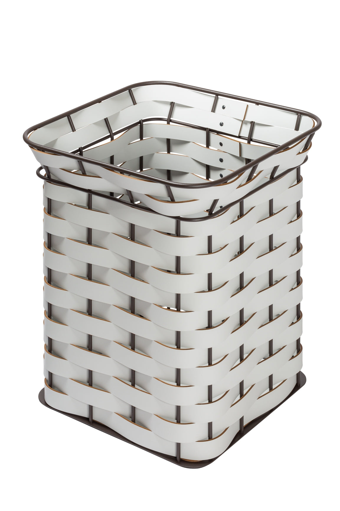 Nassa Basket by RUDI | Dark-stained aluminum framework with vibrant Tecnocuoio® weaving | Combines durability with contemporary elegance | Ideal for laundry, towels, magazines, or everyday objects | Suitable for both indoor and outdoor use | Non-slip waterproof rubber base | Home Decor and Storage | 2Jour Concierge, your luxury lifestyle shop






