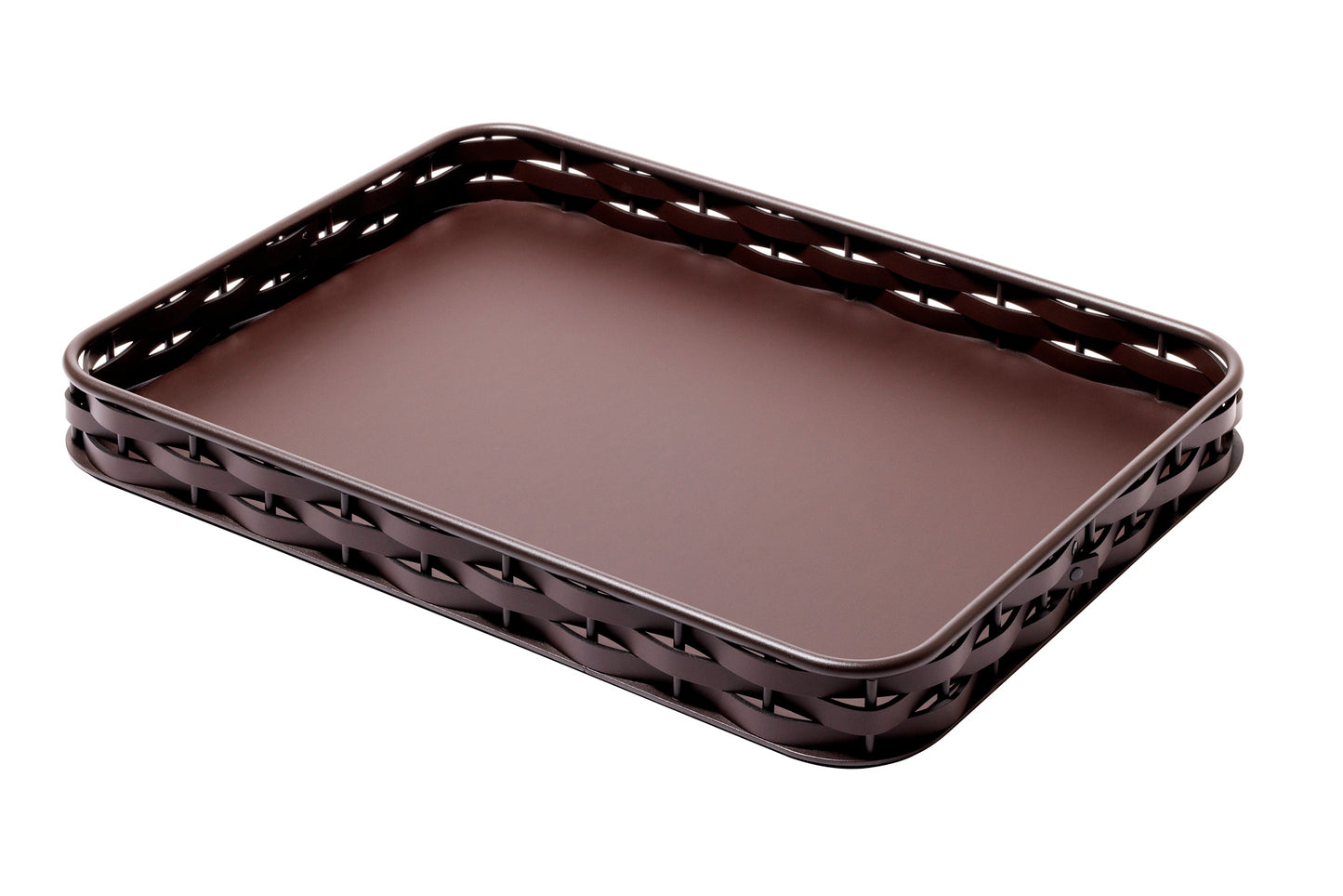 Nassa Regenerated Leather Tray w Dark-Stained Aluminum Framework, Rectangular