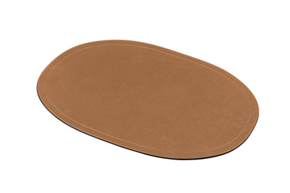 Giobagnara | Placemat Oval: All-leather oval placemat with stitching and size options | Serveware + Hospitality / Placemats & Underplates | 2Jour Concierge, your luxury lifestyle shop | premium leather placemats for expensive interiors, dining tables, hospitality settings, and curated table compositions