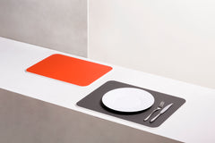 Sirmione Placemat Rectangular Small: White Corian® with Leather Insert