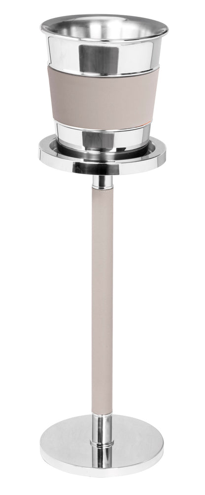 Ocean Leather-covered Steel Champagne Bucket with Optional Stand