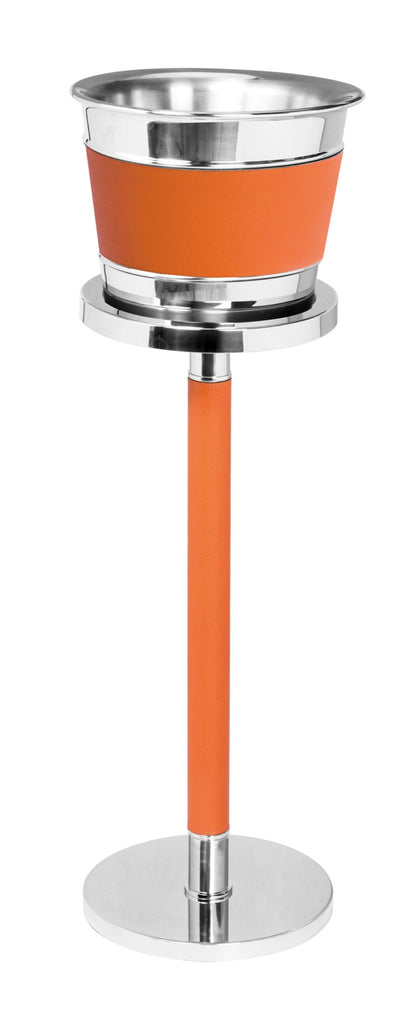 Ocean Leather-covered Steel Champagne Bucket with Optional Stand