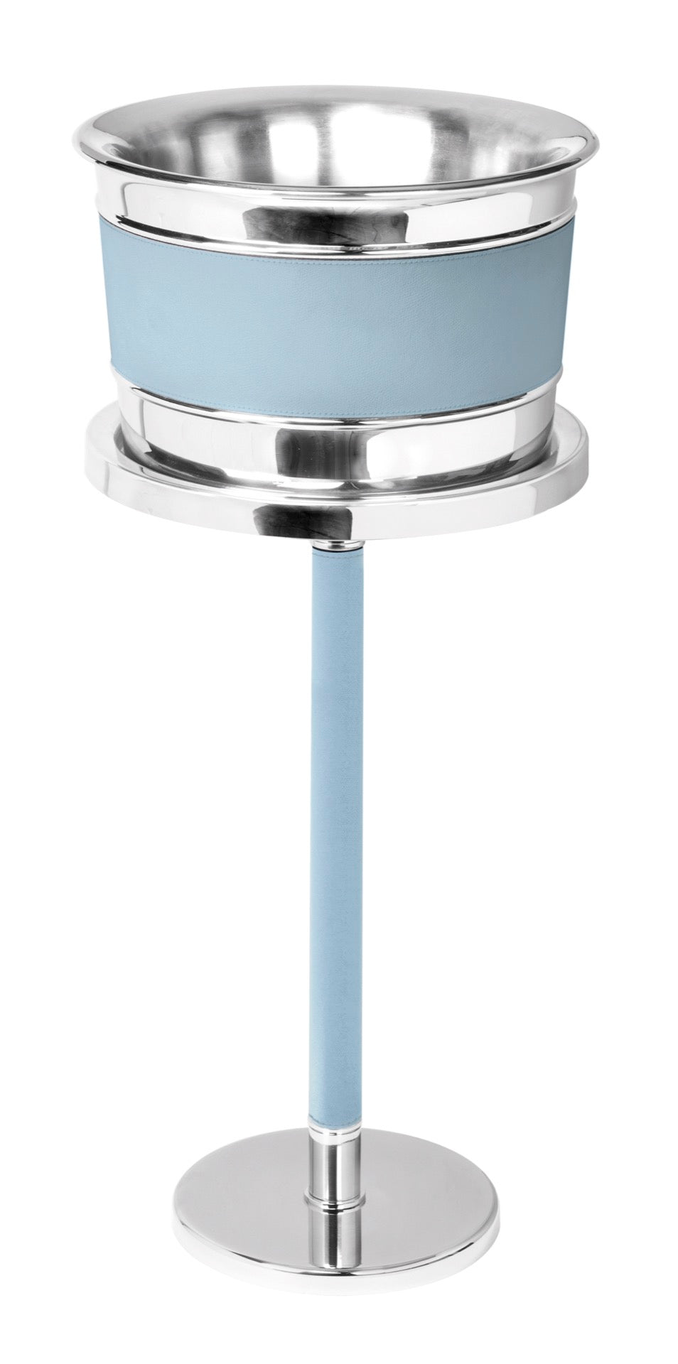 Ocean Leather-covered Steel Champagne Bucket with Optional Stand