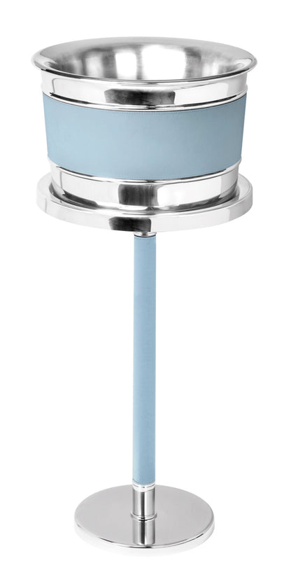 Ocean Leather-covered Steel Champagne Bucket with Optional Stand