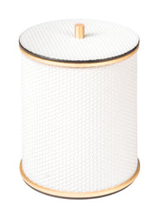 Positano Ice Bucket with Lid: Leather-Covered Insulated Brass and Stainless Steel Structure