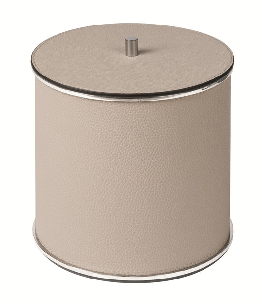 Giobagnara Positano Ice Bucket & Bottle Cooler | Partially leather-covered insulated double-chamber brass and stainless steel structure | A sophisticated addition to any bar setup, designed for both ice storage and bottle cooling | Complete with a lid for optimal insulation | Bar Accessories | 2Jour Concierge, your luxury lifestyle shop