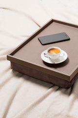 Teddy Leather-Covered Wood Bed Tray with Suede Padding