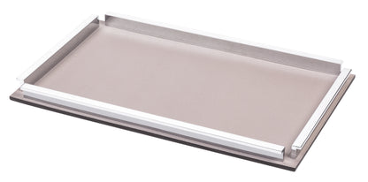 Chelsea Leather-Covered Wood Tray with Chrome-Finish Metal Handles
