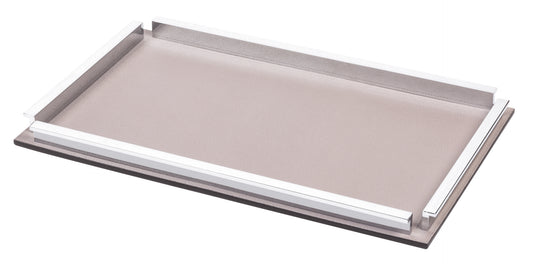 Chelsea Leather-Covered Wood Tray with Chrome-Finish Metal Handles