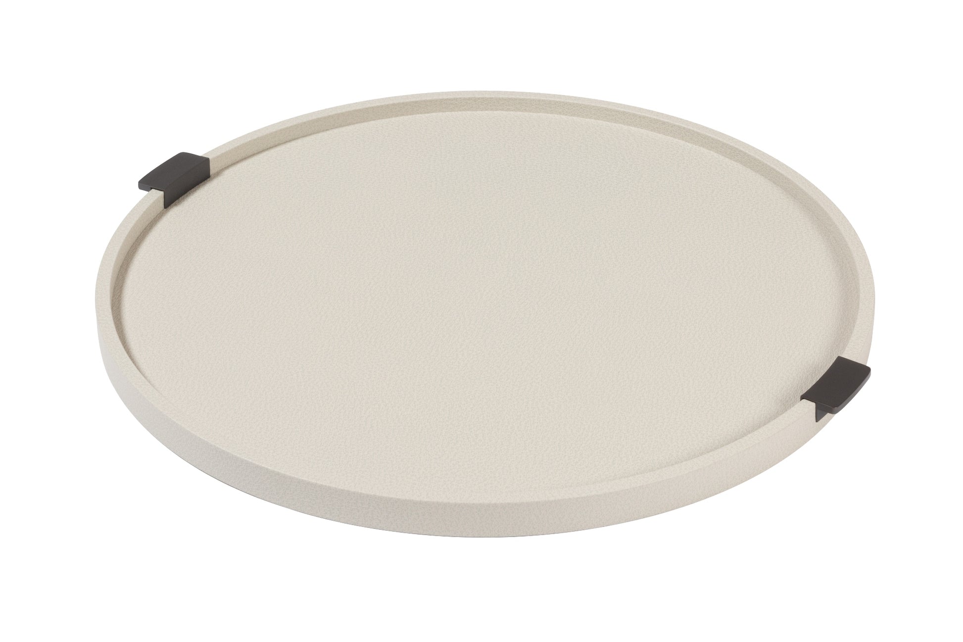 Giobagnara Puccini Round Leather-Covered Tray with Metal Handles | Elegant and Functional Design | Stylish Home Decor Accent | Explore a Range of Luxury Home Decor at 2Jour Concierge, #1 luxury high-end gift & lifestyle shop