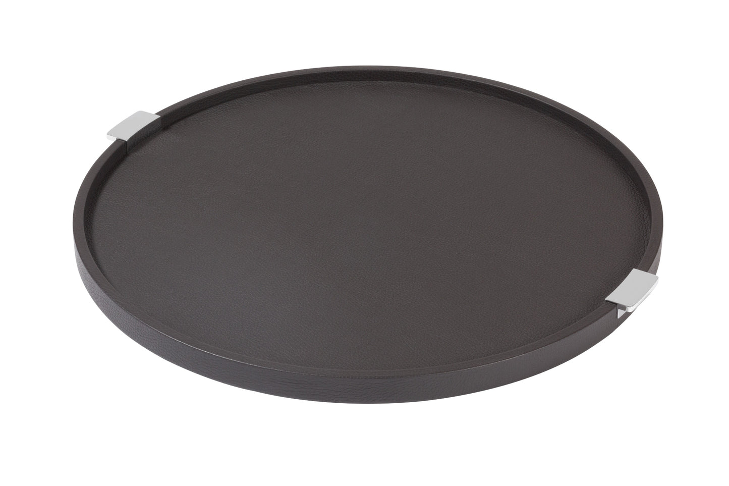 Giobagnara Puccini Round Leather-Covered Tray with Metal Handles | Elegant and Functional Design | Stylish Home Decor Accent | Explore a Range of Luxury Home Decor at 2Jour Concierge, #1 luxury high-end gift & lifestyle shop