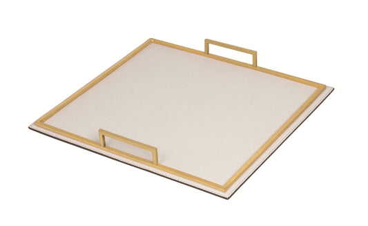 Defile Tray by Giobagnara | Leather-covered metal structure with brass frame and handles. | Home Decor and Serveware | 2Jour Concierge, your luxury lifestyle shop