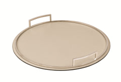 Defile Leather-Covered Metal Tray with Handles Round Medium
