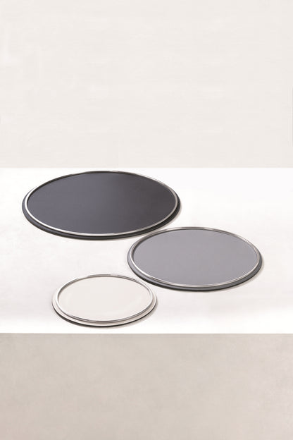 Giobagnara Rossini Round Small Leather-Covered Metal Tray | Stylish and Functional Design | Perfect for Serving or Home Decor | Explore a Range of Stylish Trays at 2Jour Concierge, #1 luxury high-end gift & lifestyle shop