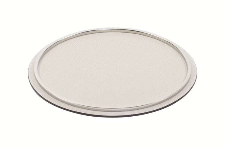 Giobagnara Rossini Round Small Leather-Covered Metal Tray | Stylish and Functional Design | Perfect for Serving or Home Decor | Explore a Range of Stylish Trays at 2Jour Concierge, #1 luxury high-end gift & lifestyle shop