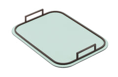 Bellini Rectangular Leather-Covered Metal Tray with Metal Frame and Handles Medium