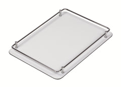 Rondò Leather-Covered Metal Tray Rectangular with Brass Frame and Handles