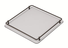 Rondò Leather-Covered Metal Tray Square with Brass Frame and Handles