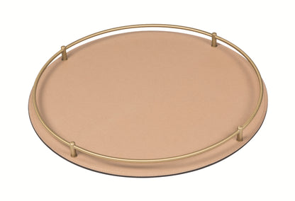 Rondò Tray by Giobagnara | Leather-covered metal structure with brass frame and handles | Home Decor and Serveware | 2Jour Concierge, your luxury lifestyle shop