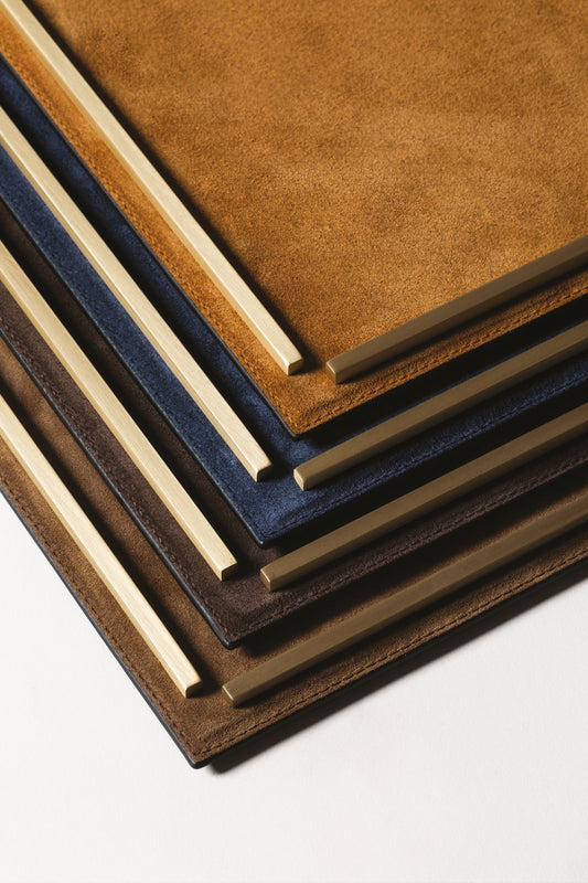 Campo Leather-Covered Tray with Metal Frame, Rectangular