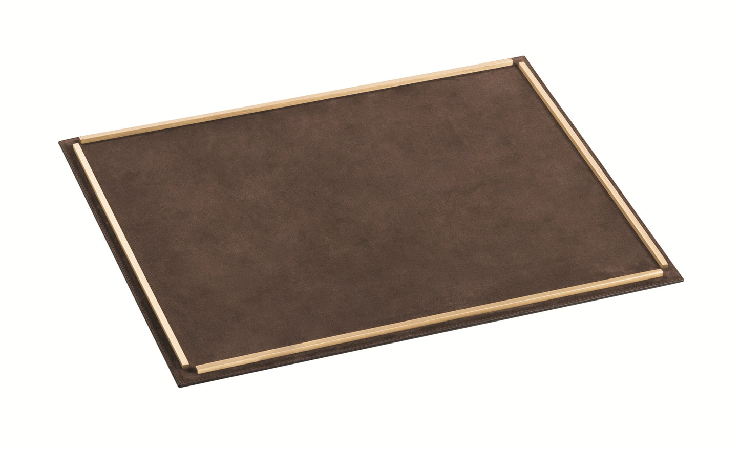 Campo Leather-Covered Tray with Metal Frame, Rectangular M, Brass