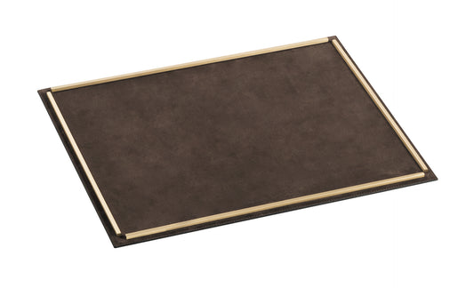 Campo Leather-Covered Tray with Metal Frame, Rectangular M