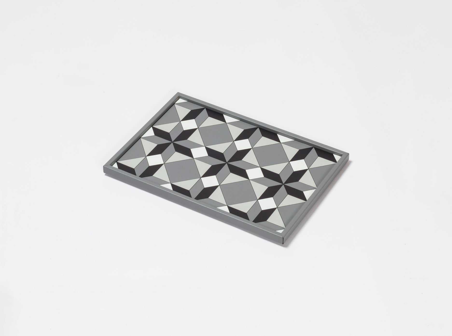 San Marco Rectangular Tray N.3 by Giobagnara | Leather-covered wood structure with a geometric illusory texture inspired by the floor of a hall in the Correr Museum in Venice | San Marco Collection | Combines historic legacy with modernity, celebrating Venice's artistic and cultural heritage | Home Decor and Serveware | 2Jour Concierge, your luxury lifestyle shop