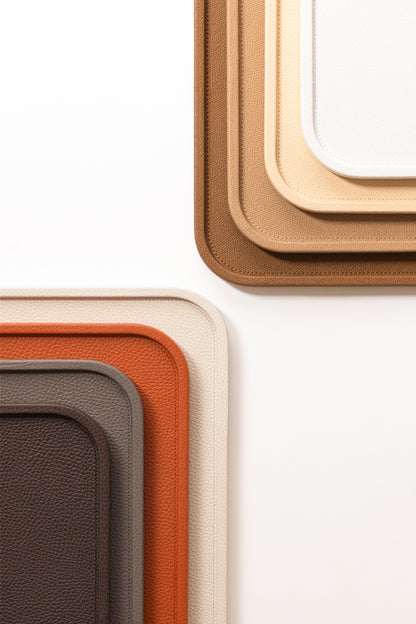 Giobagnara Arcobaleno Tray | Leather-covered | Available in square and rectangular shapes | Arcobaleno expresses the infinite diversity of color with unlimited combinations, from bold brights to subtle nuances | Elegant and customizable serving tray | Home Decor and Accessories | 2Jour Concierge, your luxury lifestyle shop