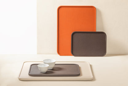 Giobagnara Arcobaleno Tray | Leather-covered | Available in square and rectangular shapes | Arcobaleno expresses the infinite diversity of color with unlimited combinations, from bold brights to subtle nuances | Elegant and customizable serving tray | Home Decor and Accessories | 2Jour Concierge, your luxury lifestyle shop