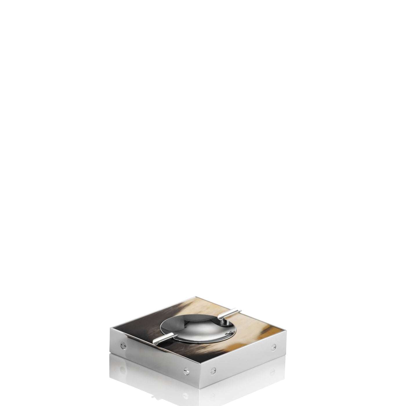 Cassio Cigarette Ashtray by Arcahorn | Ashtray made of horn and chromed brass with exposed screws | Designed by Filippo Dini | Home Decor and Ashtrays | 2Jour Concierge, your luxury lifestyle shop