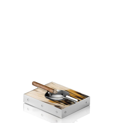 Cassio Cigar Ashtray by Arcahorn | Ashtray crafted from horn and chromed brass with exposed screws | Designed by Filippo Dini | Home Decor and Ashtrays | 2Jour Concierge, your luxury lifestyle shop