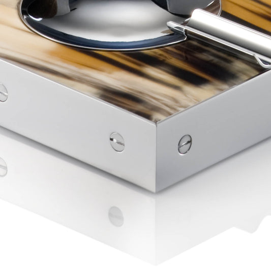 Cassio Cigar Ashtray by Arcahorn | Ashtray crafted from horn and chromed brass with exposed screws | Designed by Filippo Dini | Home Decor and Ashtrays | 2Jour Concierge, your luxury lifestyle shop