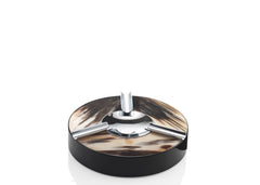 Clinio Ashtray: Dark Horn and Wood with Lacquered Black Gloss Finish