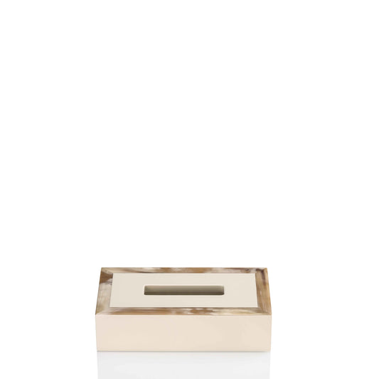 Geremia Tissue Box Holder by Arcahorn | Crafted from horn and wood with a lacquered ivory gloss finish. | Home Decor and Accessories | 2Jour Concierge, your luxury lifestyle shop