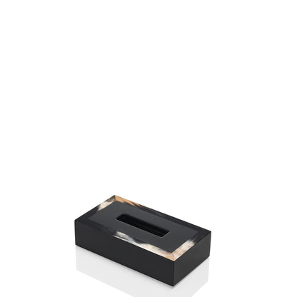 Geremia Tissue Box Holder by Arcahorn | Crafted from dark horn and wood with a lacquered black gloss finish. | Home Decor and Accessories | 2Jour Concierge, your luxury lifestyle shop