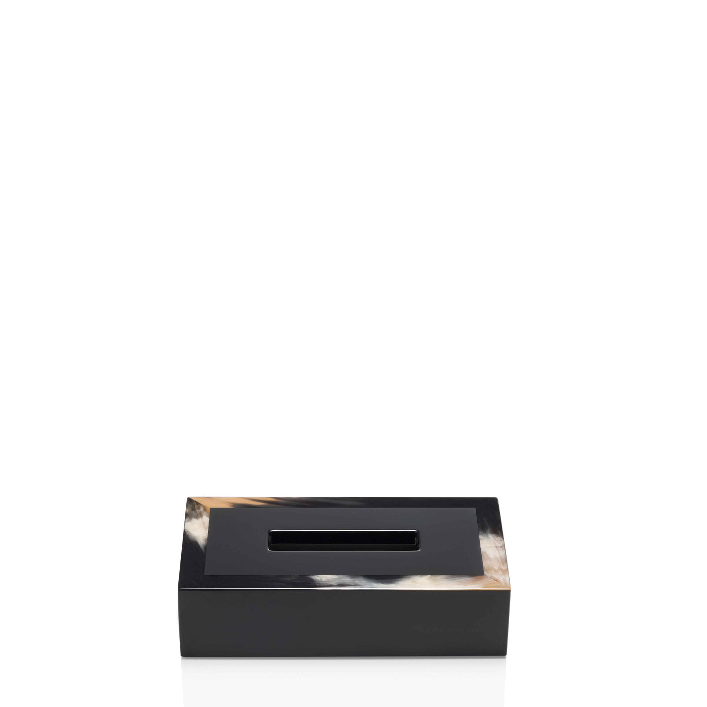 Geremia Tissue Box Holder by Arcahorn | Crafted from dark horn and wood with a lacquered black gloss finish. | Home Decor and Accessories | 2Jour Concierge, your luxury lifestyle shop