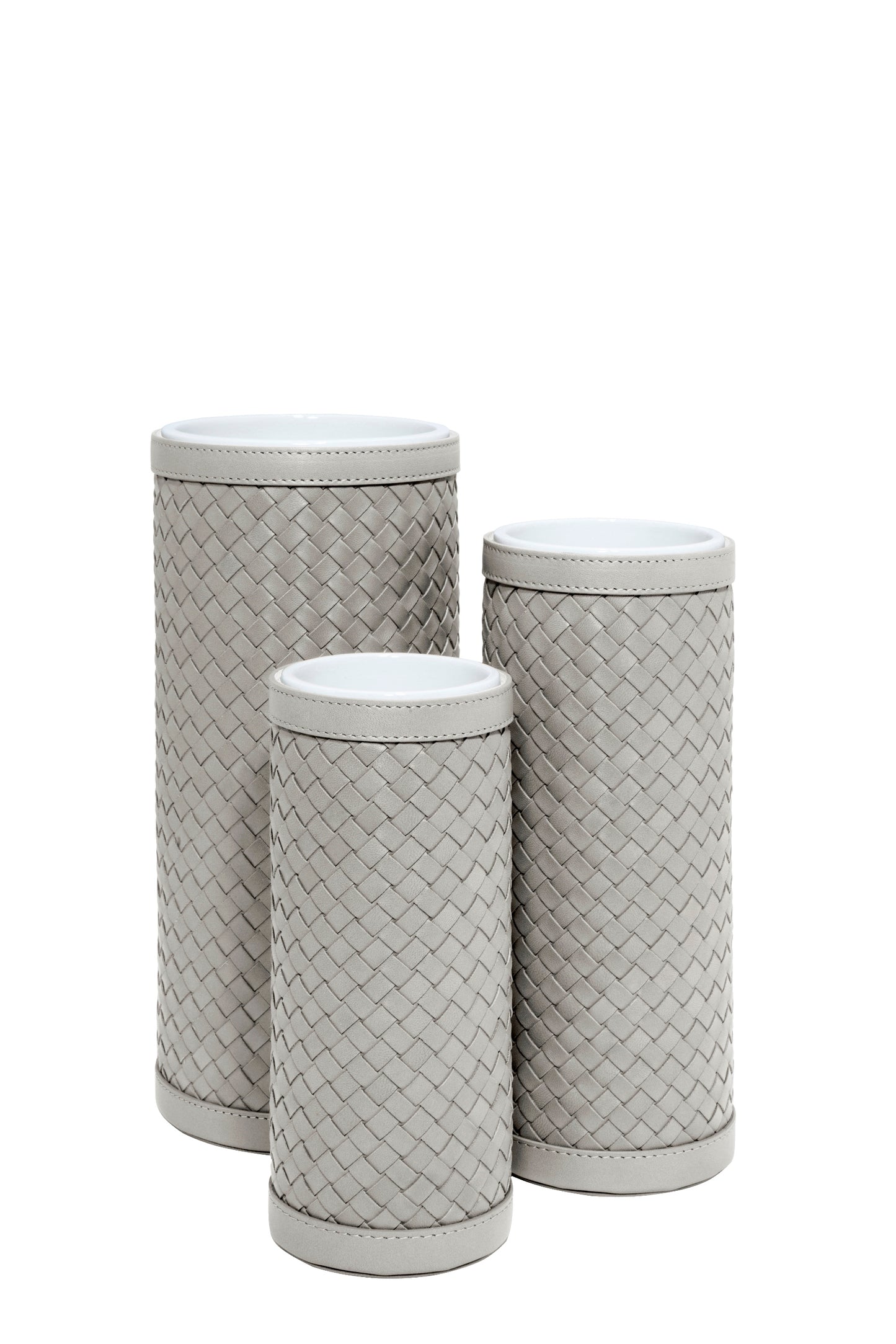 Riviere Ester Ceramic Vase With Handwoven Leather Cover | Exquisite Ceramic Vase Design | Handwoven Leather Cover for Added Elegance | Elevate Your Home Decor with Luxury Accessories from Riviere | Available at 2Jour Concierge, #1 luxury high-end gift & lifestyle shop