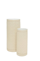 Ester Ceramic Vase With Quilted Herringbone Padded Leather Cover
