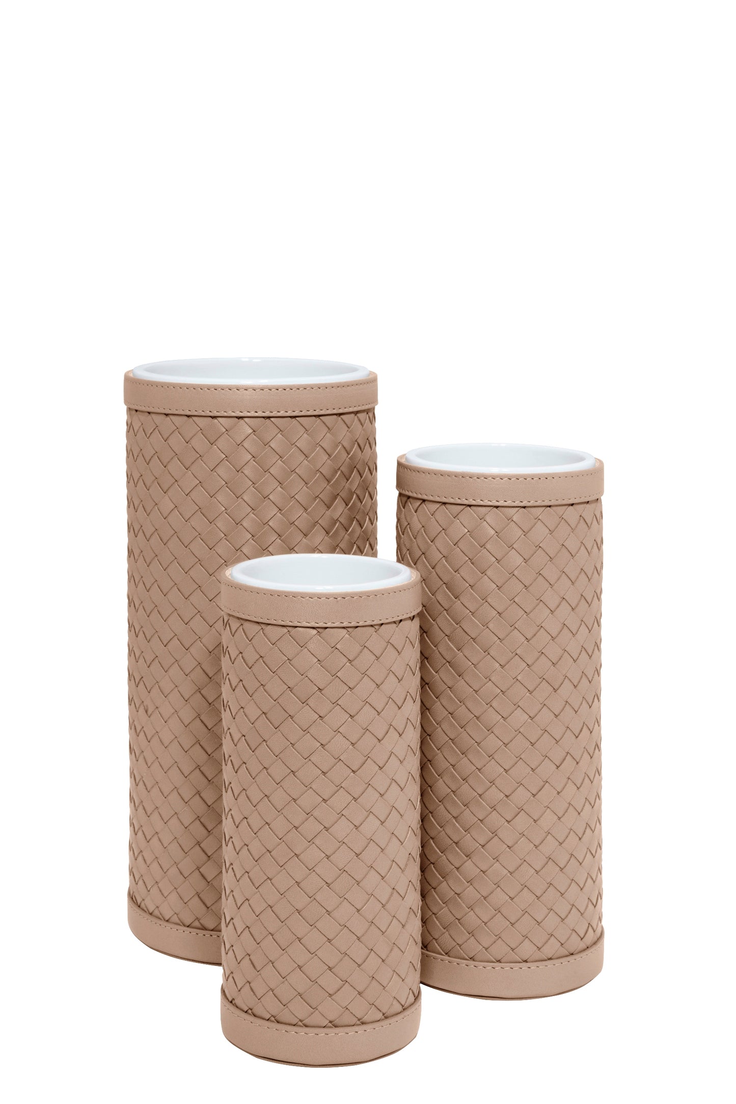 Riviere Ester Ceramic Vase With Handwoven Leather Cover | Exquisite Ceramic Vase Design | Handwoven Leather Cover for Added Elegance | Elevate Your Home Decor with Luxury Accessories from Riviere | Available at 2Jour Concierge, #1 luxury high-end gift & lifestyle shop