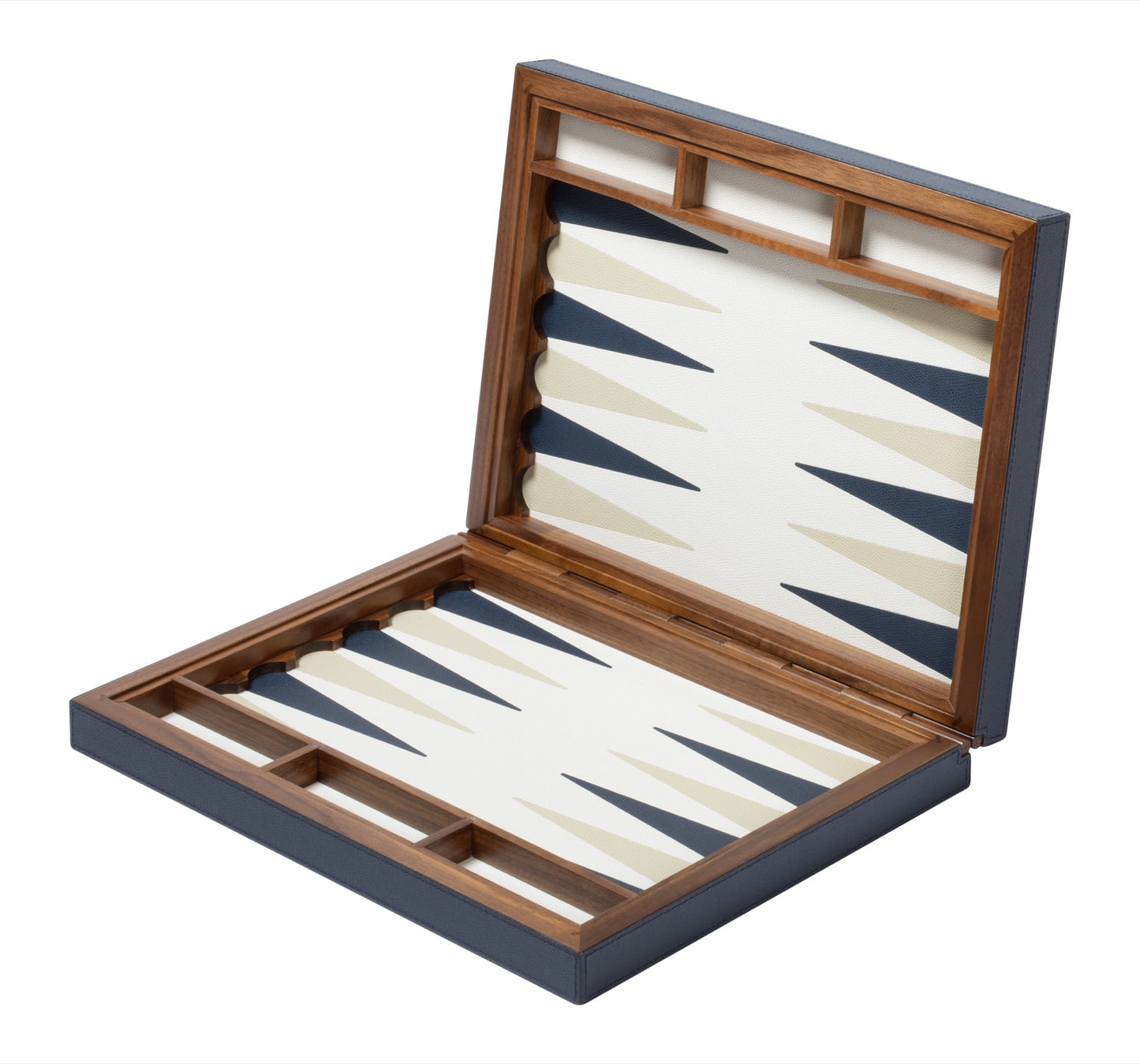 Leather-Covered Walnut Backgammon Case