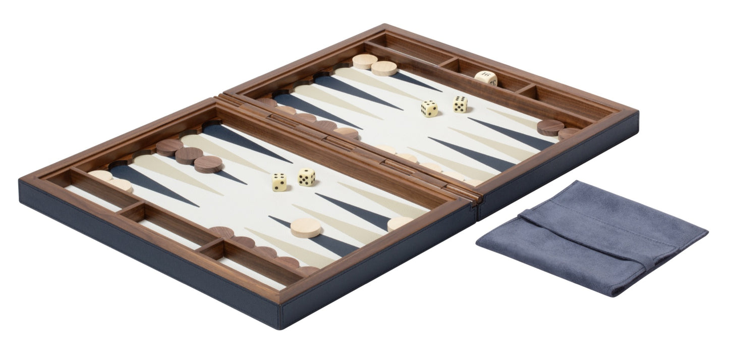 Leather-Covered Walnut Backgammon Case