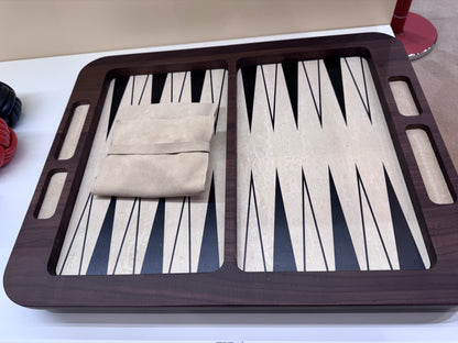 Mocambo Walnut Wood Backgammon w Printed Marble Playing Field