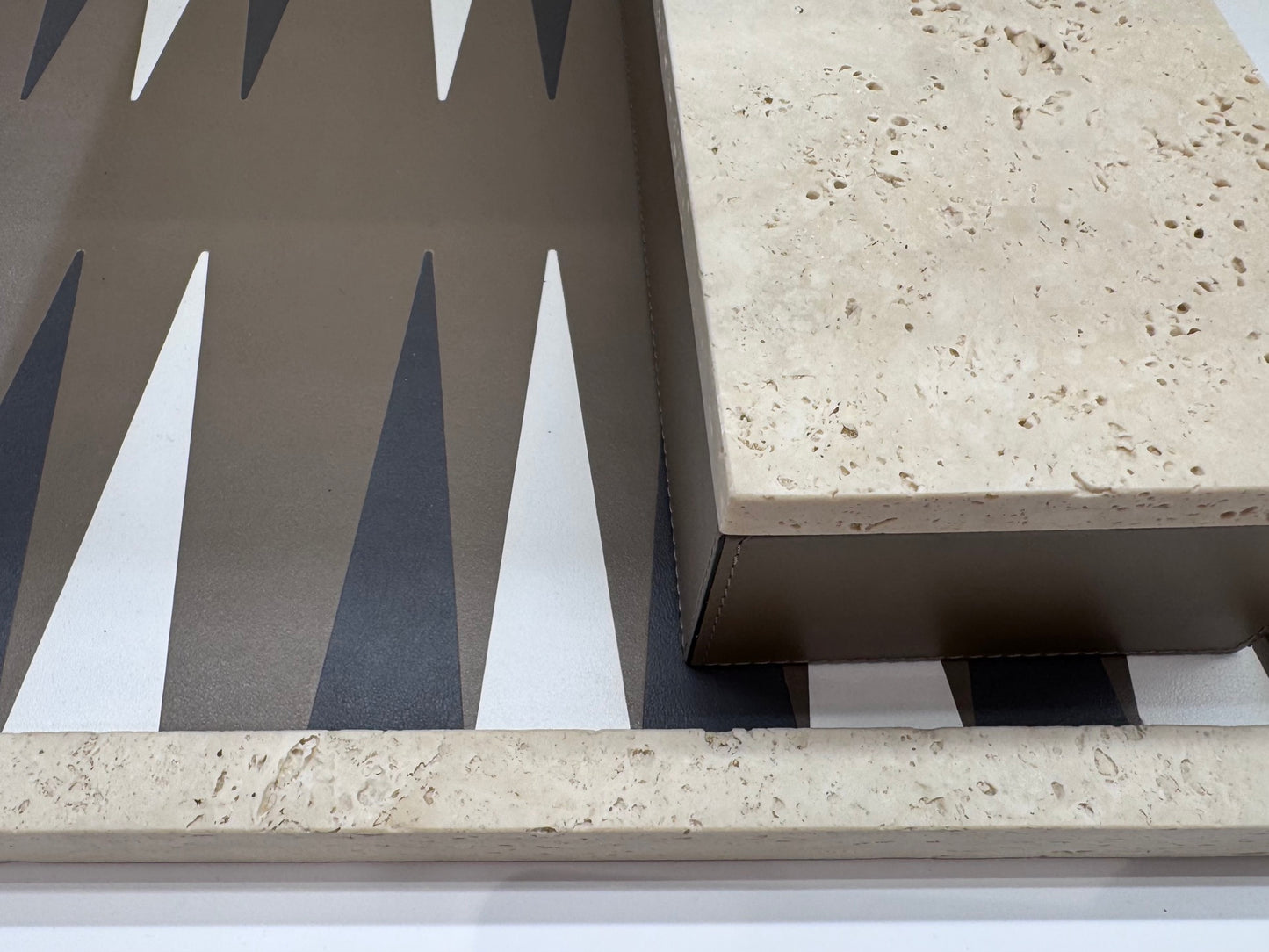 Ettore Marble Backgammon Set in Leather-Covered Wood Box