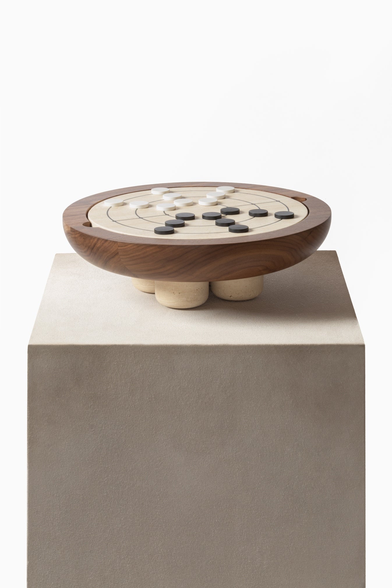 Giobagnara Mocambo Muehle / Tic Tac Toe Game Set | Carved Wood and Stone with Modeled, Almost Primitive Lines | Unique and Artistic Design | Explore a Range of Luxury Board Games, Classic Games, and Gift Games at 2Jour Concierge, #1 luxury high-end gift & lifestyle shop